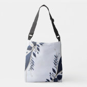 Blau-Weiße Blüte/Blume Tasche (Vorderseite)