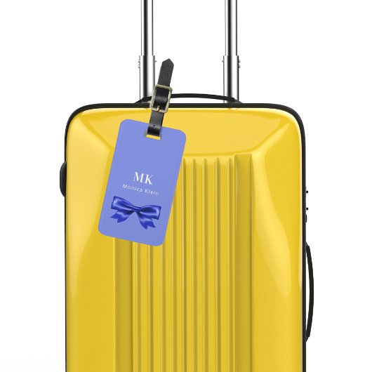 Blau-weiße Bogen-Monogramm-Initialen elegant Gepäckanhänger