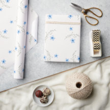 Blau-weiße botanische Bliss-Geschenkpapier