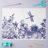 Blau-weiße botanische Wanddecoupage Seidenpapier (Basteln)