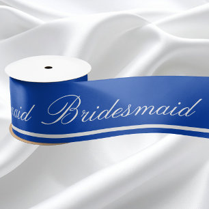 Blau-weiße Brautjungfer-Schleife Satinband