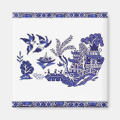Blau-weiße China Blaues Blumendesign Magnet (Vorne)