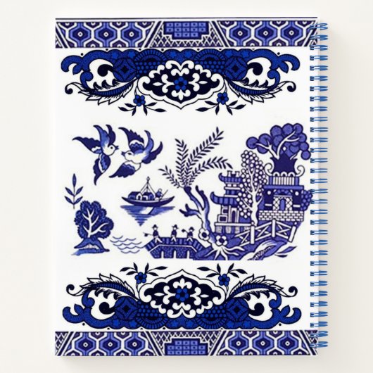 Blau-weiße China Blaues Blumendesign Notizblock (Rückseite)