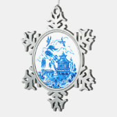 Blau-weiße China Blaues Blumendesign Schneeflocken Zinn-Ornament (Rechts)