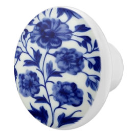 Blau-weiße China-Look - Hübscher Blumenstrauß Vint Keramikknauf