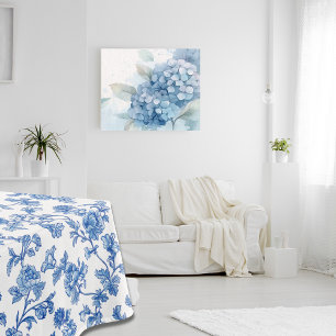 Blau-weiße Chinoiserie-Blumen Tischdecke