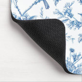 Blau-weiße Chinoiserie-Blumen-Vögel Mousepad (Ecke)