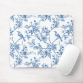 Blau-weiße Chinoiserie-Blumen-Vögel Mousepad (Mit Mouse)
