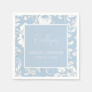 Blau-weiße Chinoiserie-Blumenmuster  Serviette