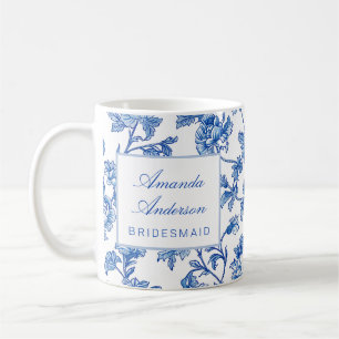 Blau-weiße Chinoiserie-Brautjungfer-Geschenk Kaffeetasse