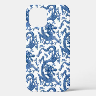 Blau-weiße Chinoiserie-Drache iPhone 12 Pro Hülle