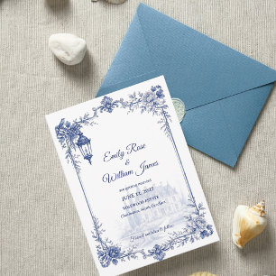 Blau Weiße Chinoiserie Garten Blumen Hochzeit Save The Date