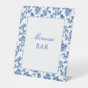 Blau-weiße Chinoiserie-Mimosa-Bar  Sockelschild