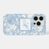Blau-weiße Chinoiserie-Monogramm iPhone Hülle (Rückseite (Horizontal))