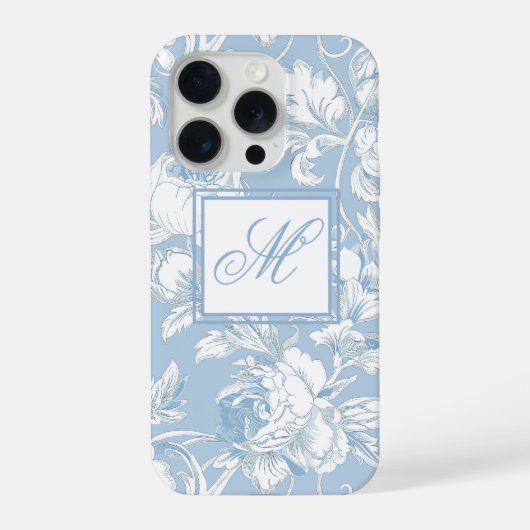 Blau-weiße Chinoiserie-Monogramm iPhone Hülle (Rückseite)