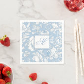 Blau-weiße Chinoiserie-Monogramm  Serviette (Beispiel)