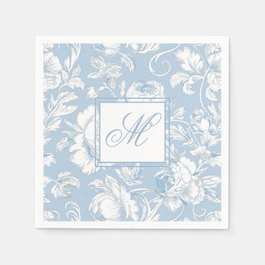 Blau-weiße Chinoiserie-Monogramm  Serviette (Vorderseite)