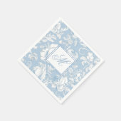 Blau-weiße Chinoiserie-Monogramm  Serviette (Ecke)