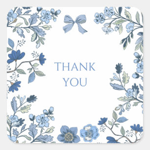 Blau-weiße Chinoiserie Quadratischer Aufkleber
