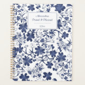 Blau-weiße Country-Blumen Planer (Vorderseite)