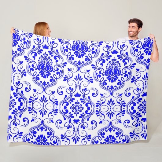 Blau-weiße Damask-Muster Elegant Fleecedecke (Beispiel)
