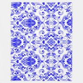 Blau-weiße Damask-Muster Elegant Fleecedecke (Vorderseite)