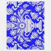 Blau-weiße Damask-Muster Elegant Fleecedecke (Vorderseite)