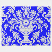 Blau-weiße Damask-Muster Elegant Fleecedecke (Vorderseite (Horizontal))