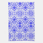 Blau-weiße Damask-Muster Elegant Geschirrtuch (Vertikal)