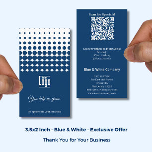 Blau Weiße Danke, QR-Zugang zu Sonderangebot Visitenkarte