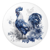 Blau-weiße Delft-Hahn mit Blume Keramikknauf (Vorderseite)