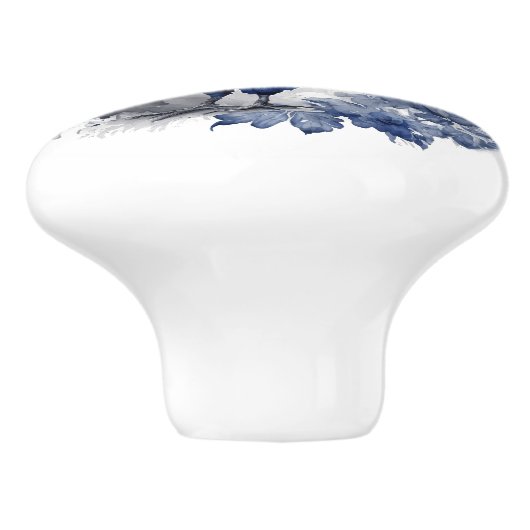 Blau-weiße Delft-Hahn mit Blume Keramikknauf (Seitenansicht)