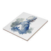 Blau-weiße Delft-Kunst mit einer Dorfszene Fliese (Seite)