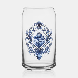 Blau-weiße Delft-Ziergegenstände mit Blume Dosenglas