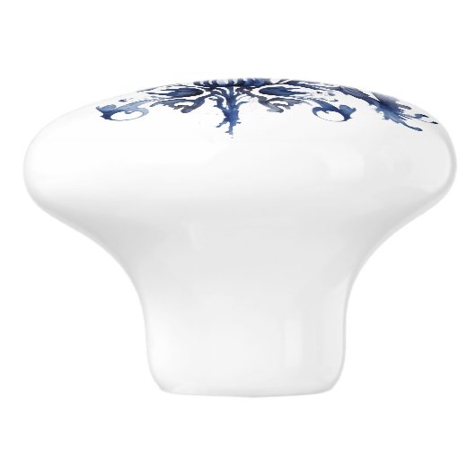 Blau-weiße Delft-Ziergegenstände mit Blume Keramikknauf (Seitenansicht)