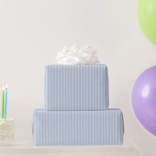 Blau Weiße Doppelte Streifen Geburtstag Geschenkpapier