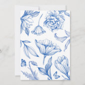 Blau-weiße, elegante Babydusche Einladung (Rückseite)