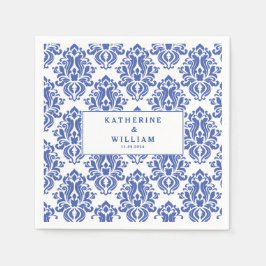 Blau-weiße Fliesen und Vintages Muster Serviette