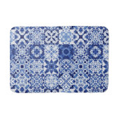 Blau-weiße Fliesenmuster Aquarell Badematte (Vorderseite)