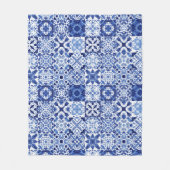 Blau-weiße Fliesenmuster Aquarell Fleecedecke (Vorderseite)