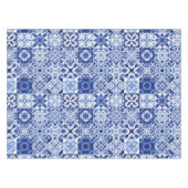 Blau-weiße Fliesenmuster Aquarell Tischdecke (Vorderseite (Horizontal))