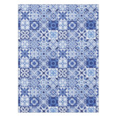 Blau-weiße Fliesenmuster Aquarell Tischdecke (Vorderseite)