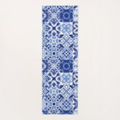 Blau-weiße Fliesenmuster Aquarell Yogamatte (Rückseite)