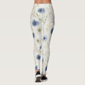 Blau Weiße Floral Leggings (Rückseite)