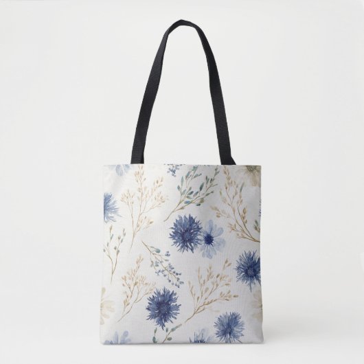 Blau Weiße Floral Tasche (Vorderseite)