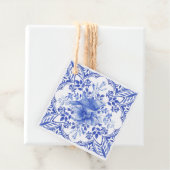 Blau-weiße Floral Tile mit Vogel Geschenkanhänger (Beispiel)