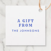 Blau-weiße Floral Tile mit Vogel Geschenkanhänger (Rückseite)