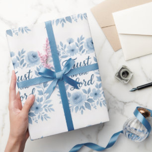 Blau-weiße florale aufmunternde Schrift Glaube Geschenkpapier