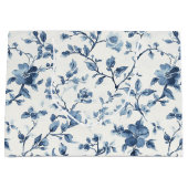 Blau Weiße Florale Brautparty Große Geschenktüte (Vorderseite)