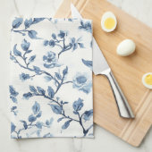 Blau-weiße florale Bridal Shower Geschirrtuch (Viertel Falte)